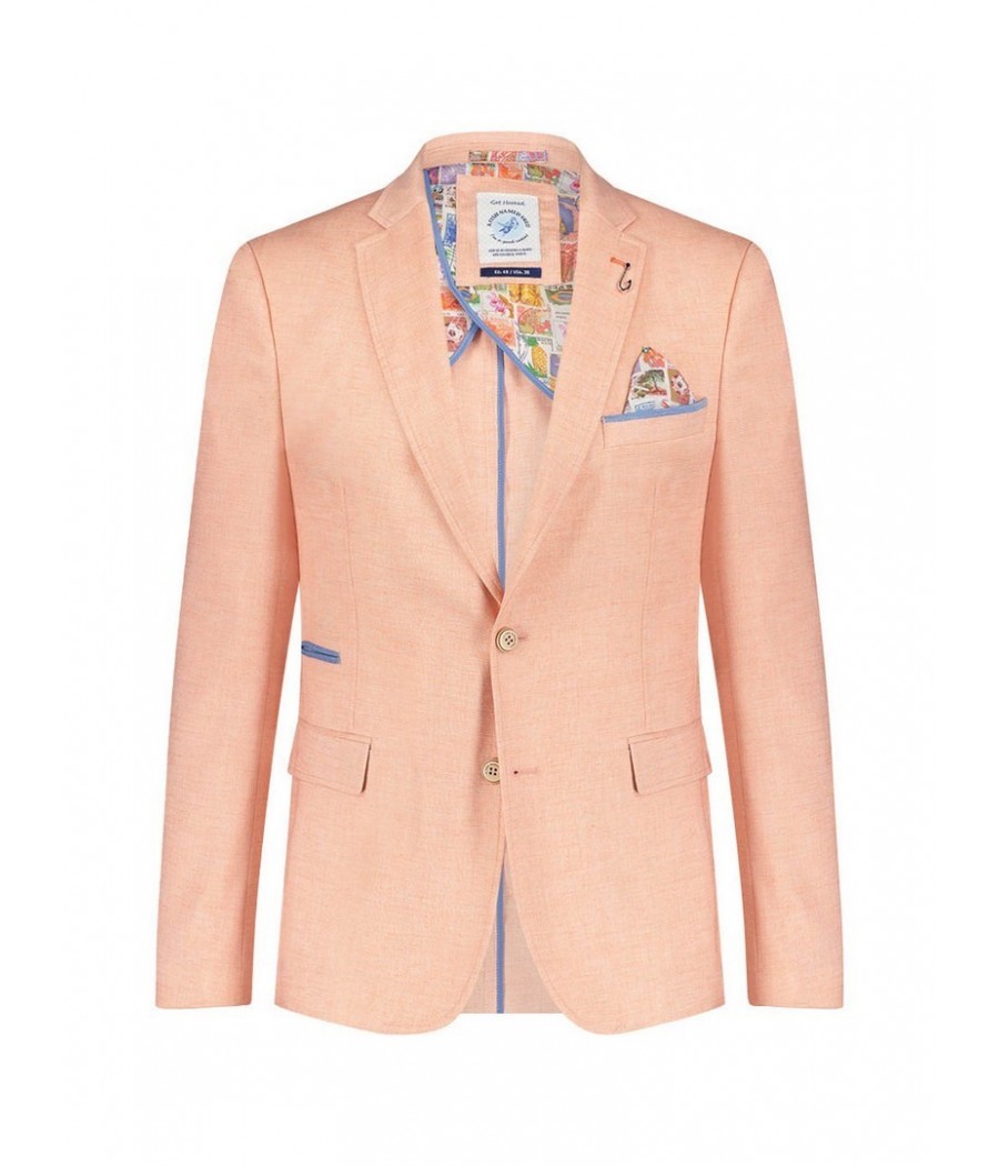 VESTE Blazer CORAIL lin look "BRAZIL" TIMBRES POSTE - A FISH NAMED FRED